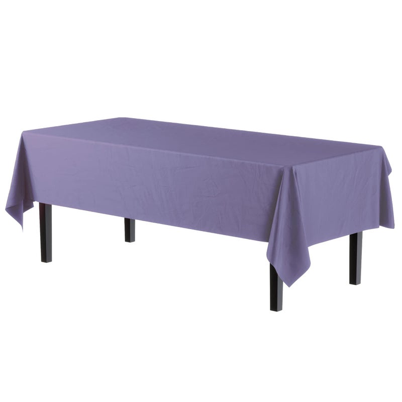 Exquisite 12-Pack Premium Plastic Tablecloth 54in. x 108in. Rectangle Table Cover - Lavender - Image 2